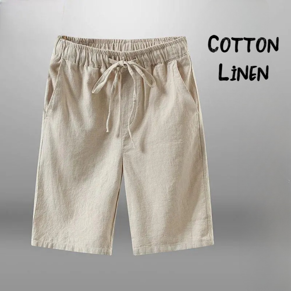 Short Linen Drawstring - Pantalones cortos de algodón y lino
