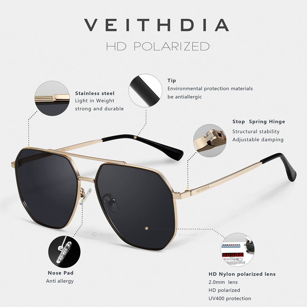 VEITHDIA-gafas de sol cuadrada - Sunglasses Aviator Polarized reseña y precio